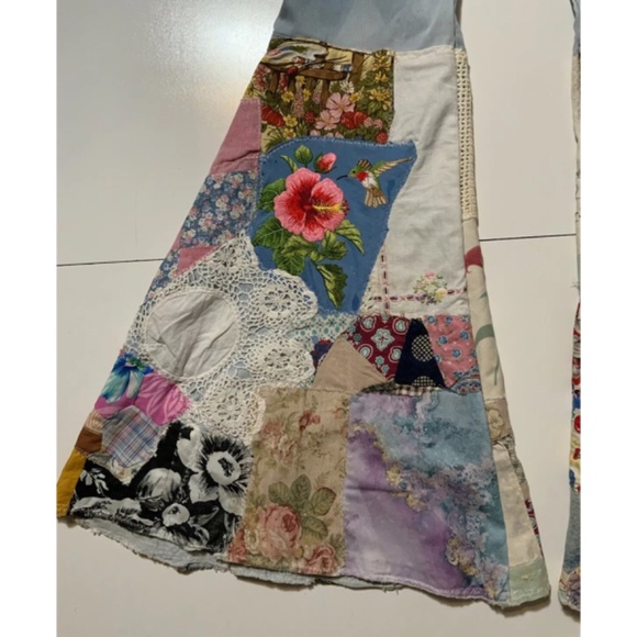 Free People Reworked Up-cycled Bell Bottom Flare Denim Jeans Art to Wear. 28 - Picture 5 of 10